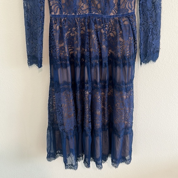 TADASHI SHOJI Illusion Lace Midi Dress - Picture 3 of 10
